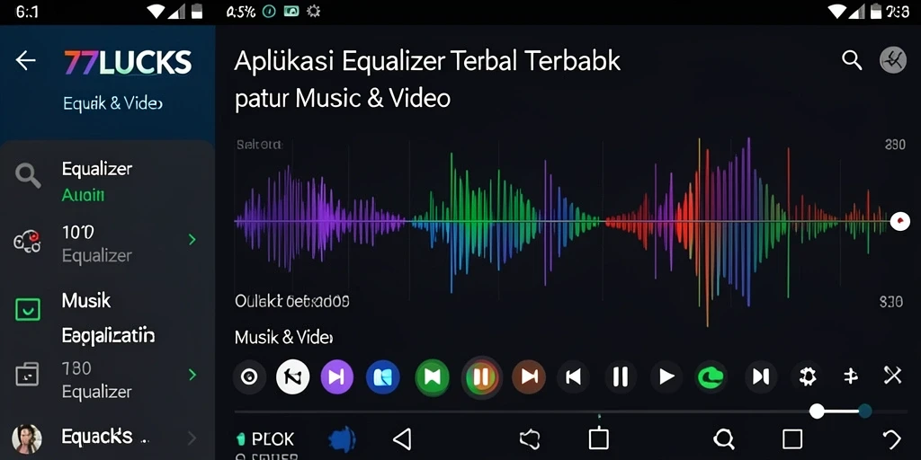 Antarmuka aplikasi Equalizer 77LUCKS yang intuitif dan menarik.