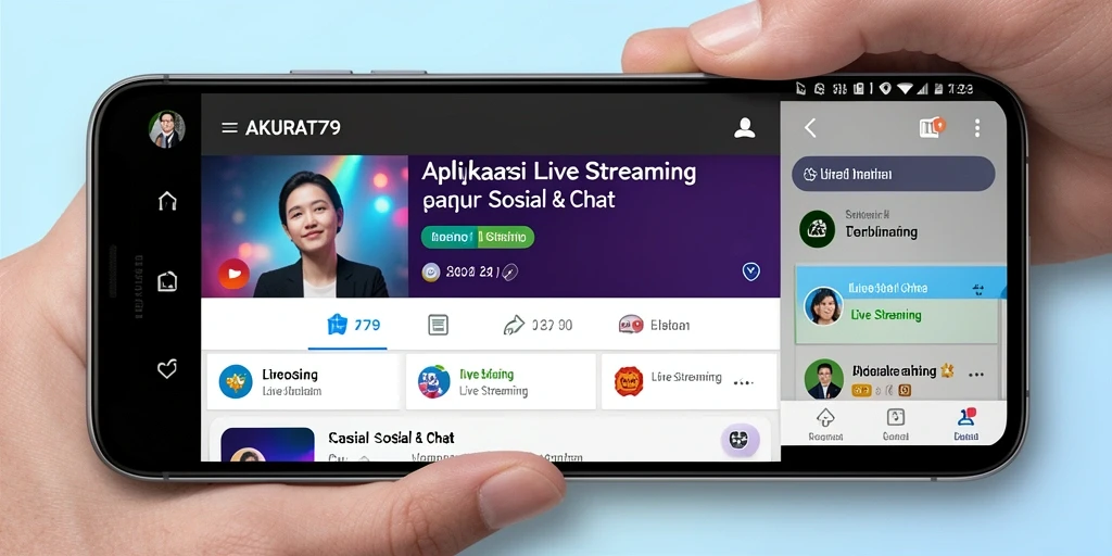 Tampilan antarmuka AKURAT79 saat siaran langsung dengan fitur chat aktif.