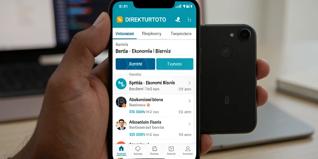Antarmuka aplikasi DIREKTURTOTO menampilkan berita ekonomi dan bisnis yang informatif.