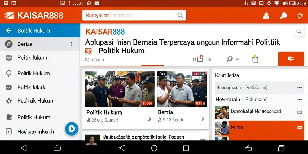 Tampilan antarmuka aplikasi KAISAR888 untuk informasi politik hukum.